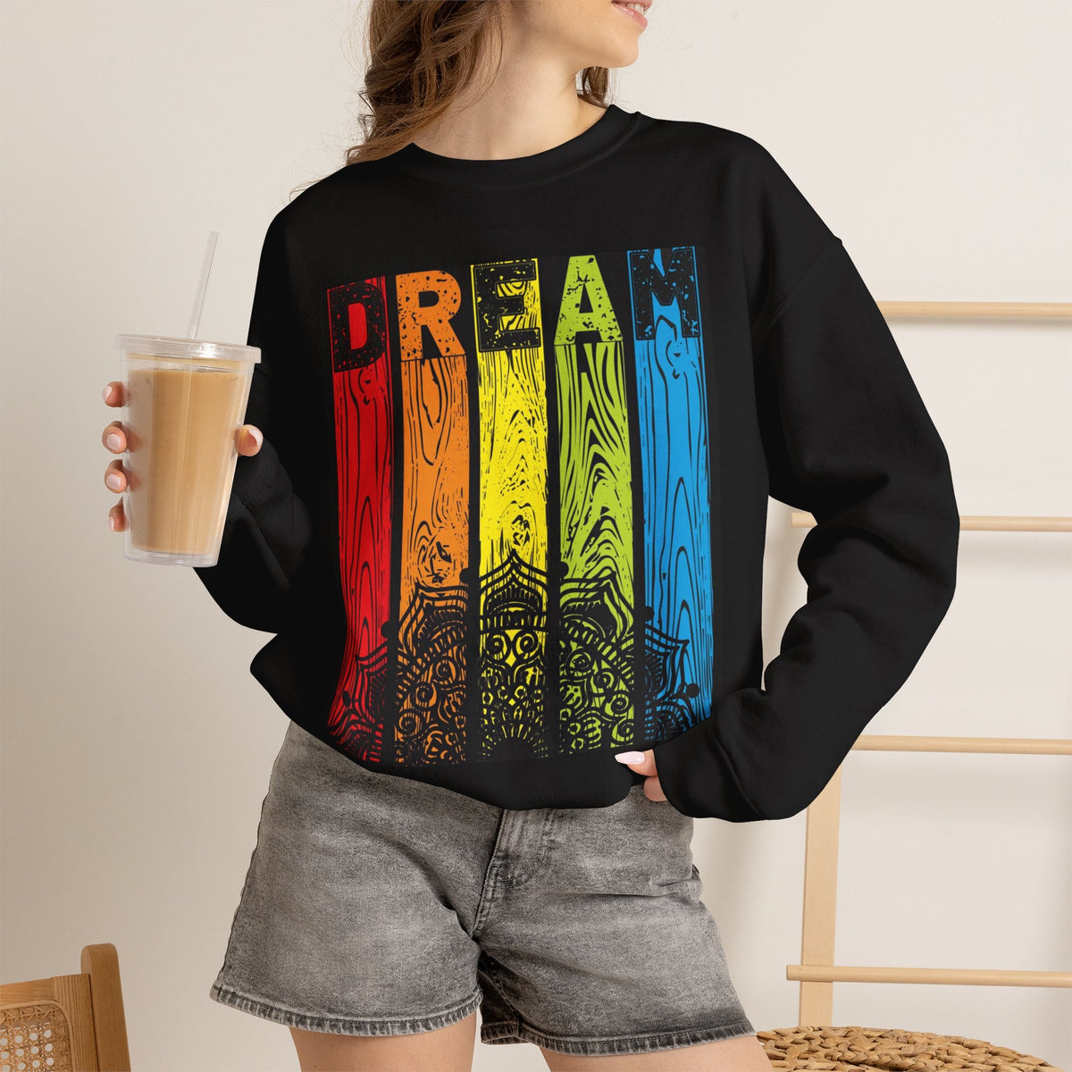 Dream rainbow wood panel Sweatshirt | Rainbow Dream design